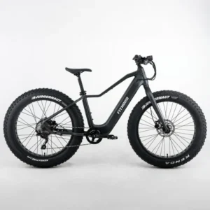 FitNord Rumble 300 G2 -sähköfatbike mustana sivuprofiilista kuvattuna vaaleaa taustaa vasten.