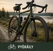 Gravel-pyörä luonnon keskellä soratiellä pyöräilytuotteiden kategoriakuvana.